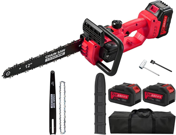 21V Cordless 12" Battery ChainSaw with Two Batteries - منشار بطارية