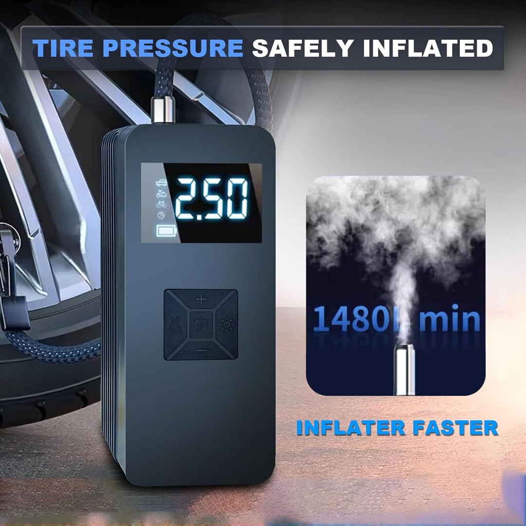 Battery Jump Starter With Auto Air Compressor 150PSI - جهاز تشغيل بطارية السيارة مع كومبريسور هوا
