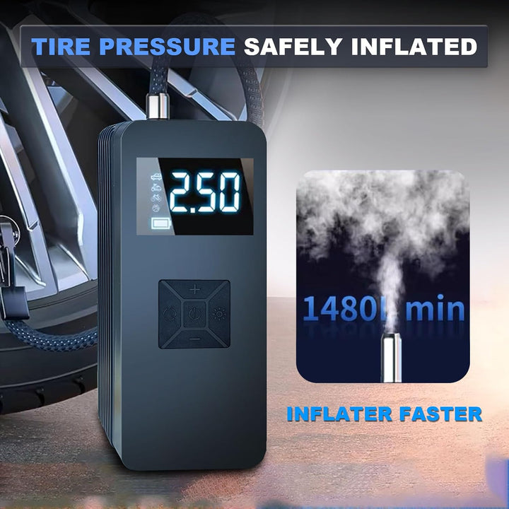 Battery Jump Starter With Auto Air Compressor 150PSI - جهاز تشغيل بطارية السيارة مع كومبريسور هوا