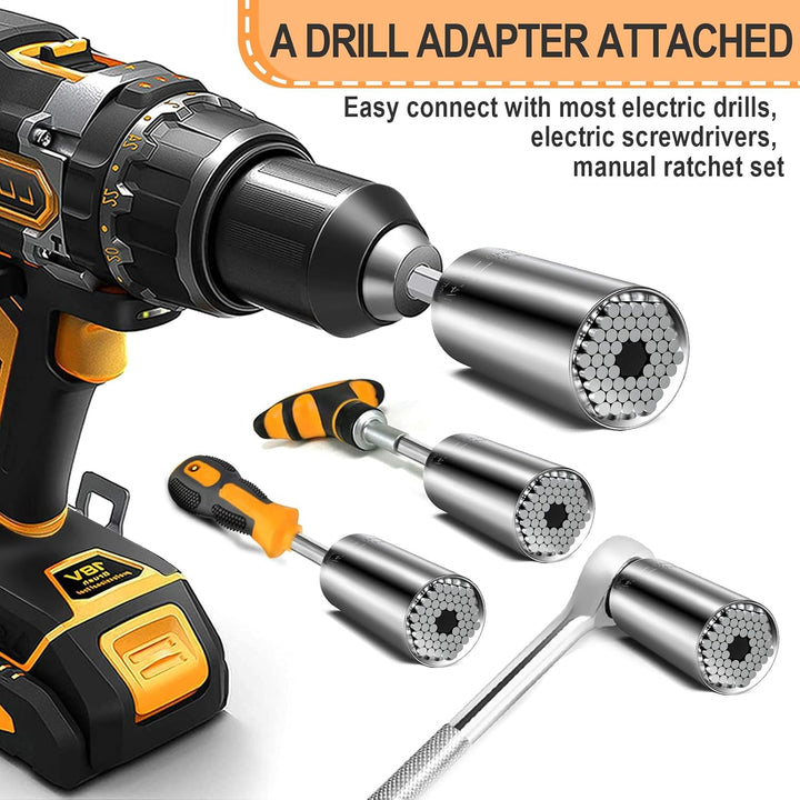 Universal Self-Adjusting Socket with Drill Adapter 7-19mm - لقمة يونيفرسال ذاتية التعديل