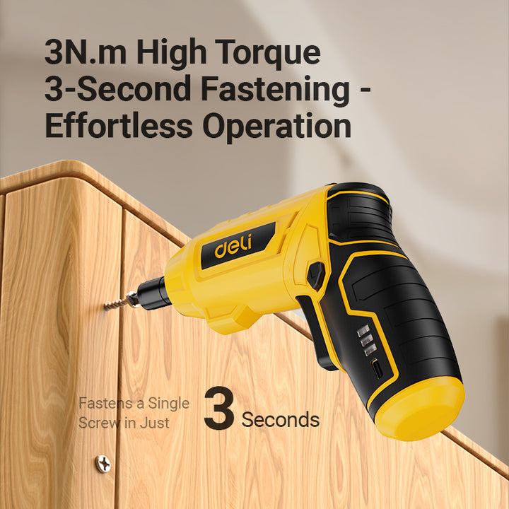 Deli 4V Lithium-ion Cordless Screwdriver 15pc Set (3N.m) - مفك بطارية قلم + شنطة + اكسسوار