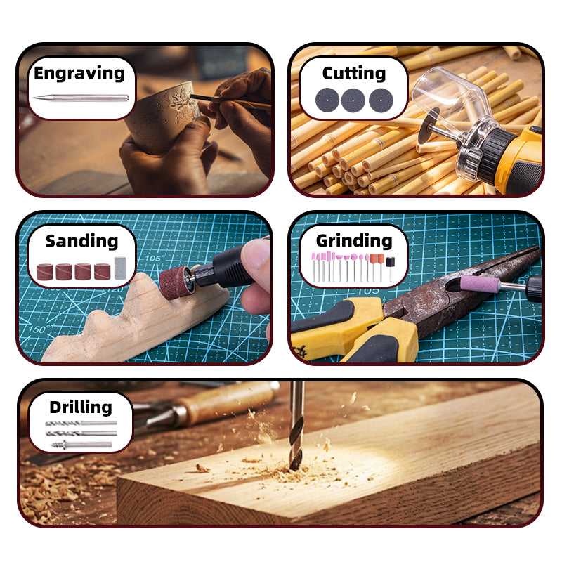 135W Mini Grinder Rotary Tool 42Pcs Set - طقم مكنة حفر وتنظيف مع رؤوس