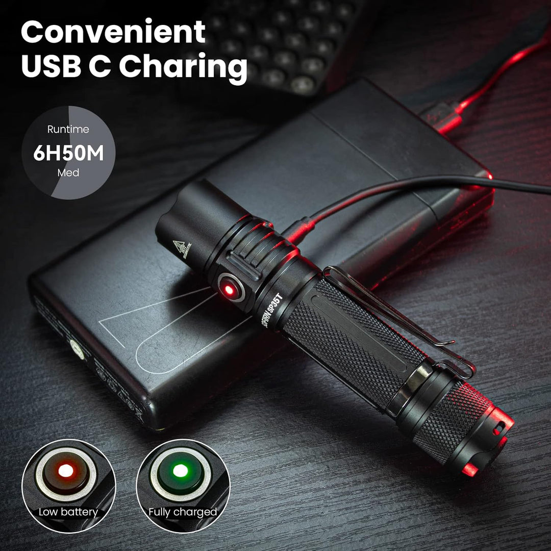 Tactical Flashlight T1 Rechargeable - 1200 High Lumen/4000MAH (Grey)