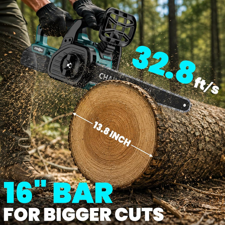 21V Cordless 16" Battery ChainSaw with Two 4.0Ah Batteries - منشار بطارية