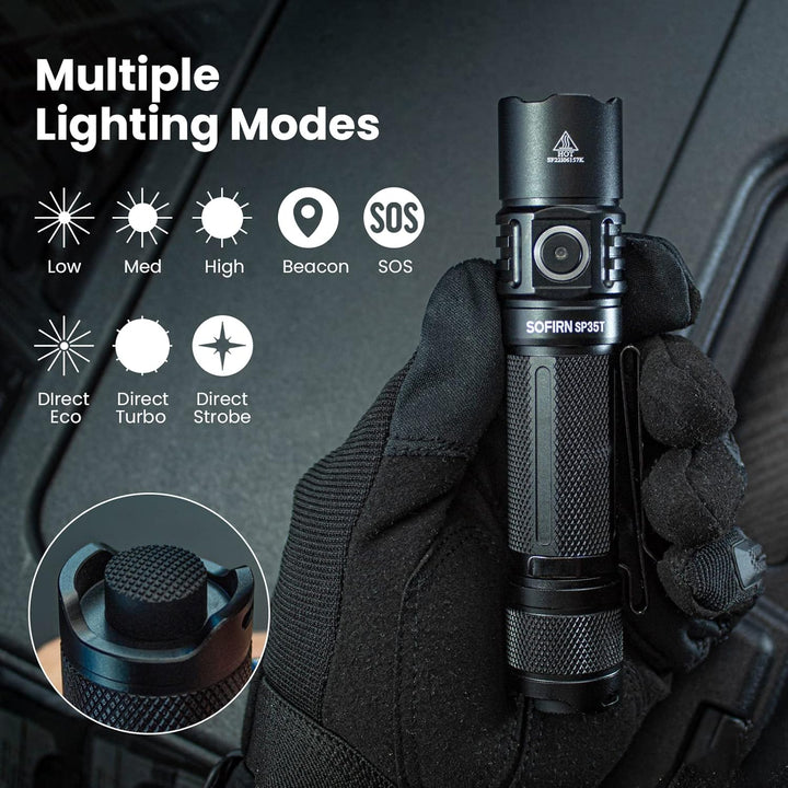 Tactical Flashlight T1 Rechargeable - 1200 High Lumen/4000MAH (Grey)