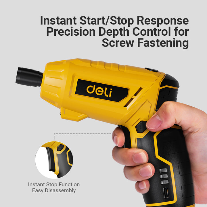 Deli 4V Lithium-ion Cordless Screwdriver 15pc Set (3N.m) - مفك بطارية قلم + شنطة + اكسسوار