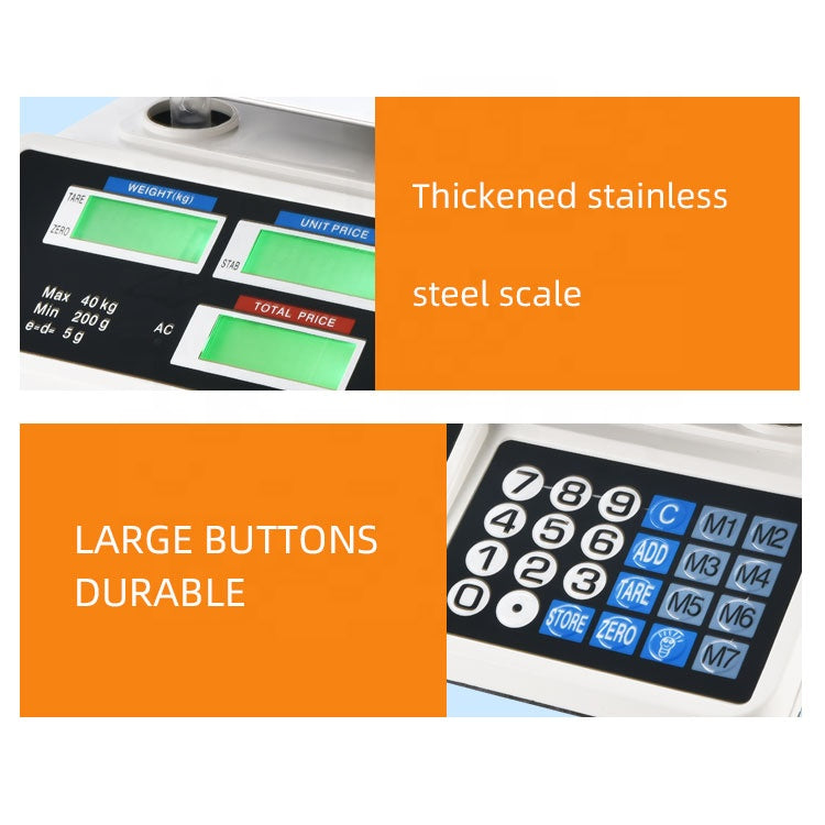 40kg Rechargeable Digital Food Pricing Scale 30 x 20cm - ازيم رم ريعست