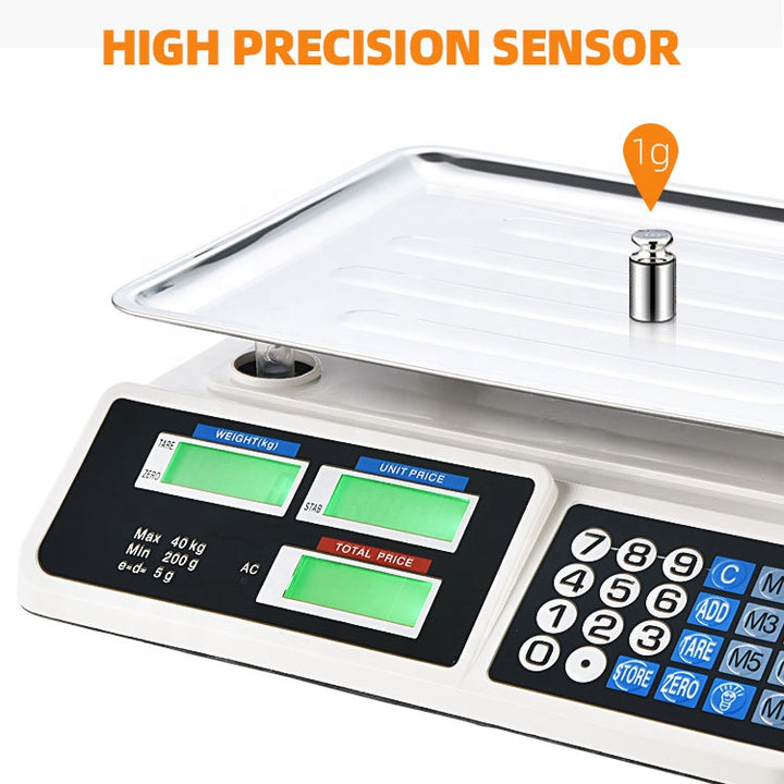 40kg Rechargeable Digital Food Pricing Scale 30 x 20cm - ازيم رم ريعست