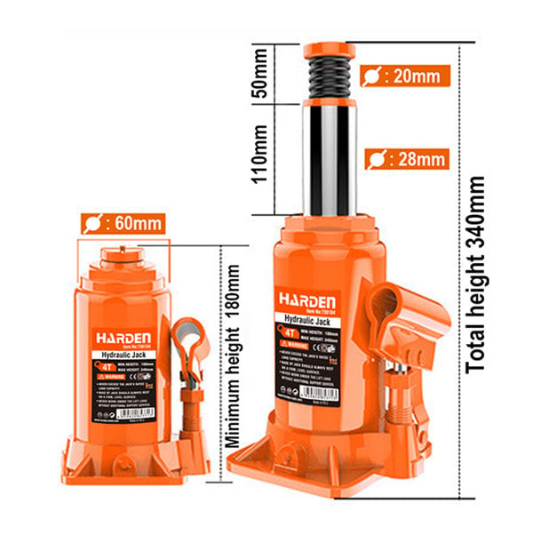 4 Ton Heavy Duty Hydraulic Bottle Jack - عفريت قنينة