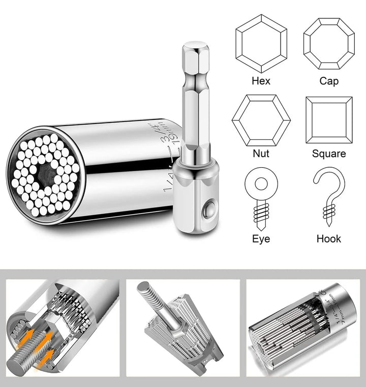 Universal Self-Adjusting Socket with Drill Adapter 7-19mm - لقمة يونيفرسال ذاتية التعديل