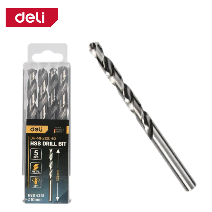 Deli 4341 Hss Drill Bit 10mmx135mm (5pcs) - HSS 4341 ريشة حديد