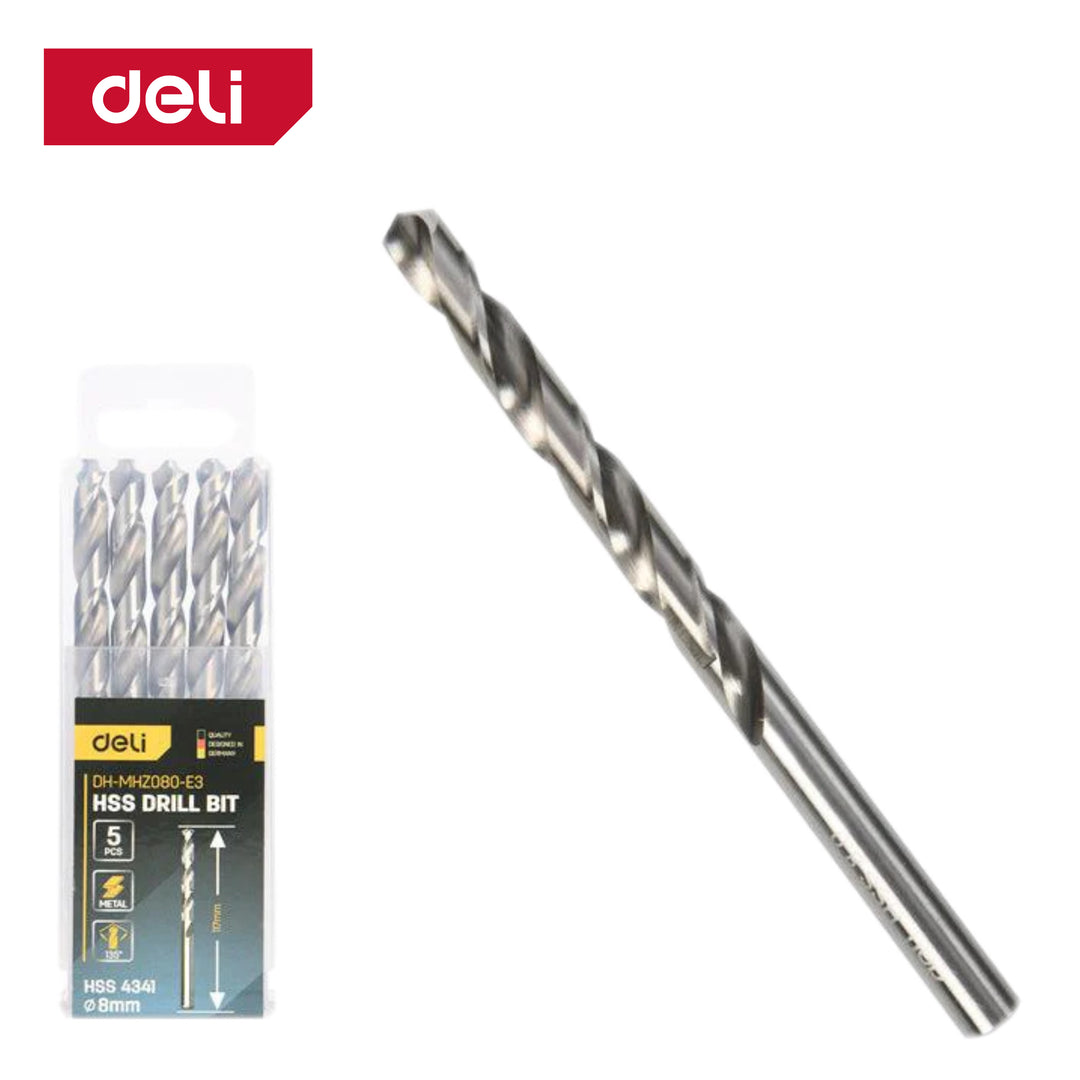 Deli 4341 Hss Drill Bit 8mmx120mm (5pcs) - HSS 4341 ريشة حديد