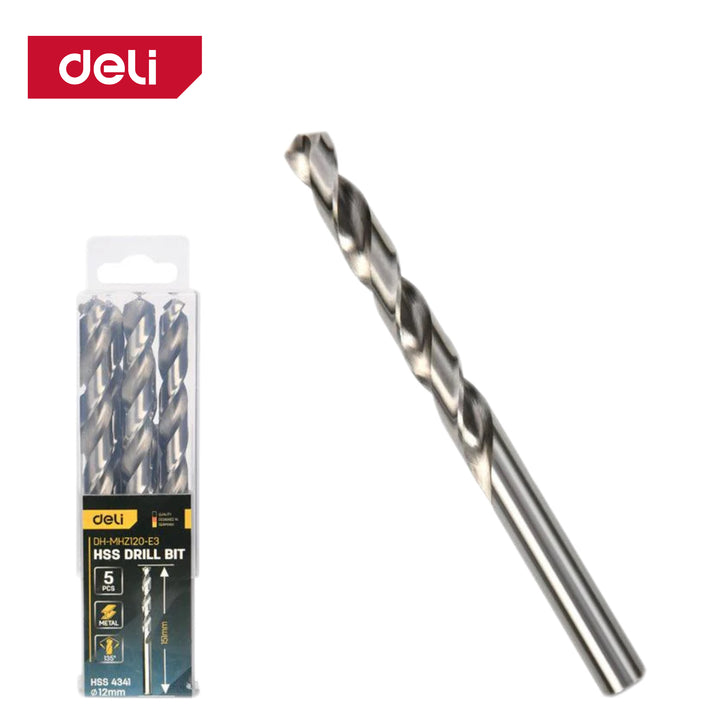 Deli 4341 Hss Drill Bit 12mmx150mm (5pcs) - HSS 4341 ريشة حديد