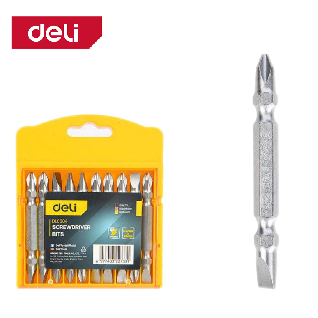 Deli 10pc High Torque Screwdriver Bit (Dual Head) - ‎مجموعة 10 قطع رؤوس مفكات براغي عالية العزم (رأس مزدوج)