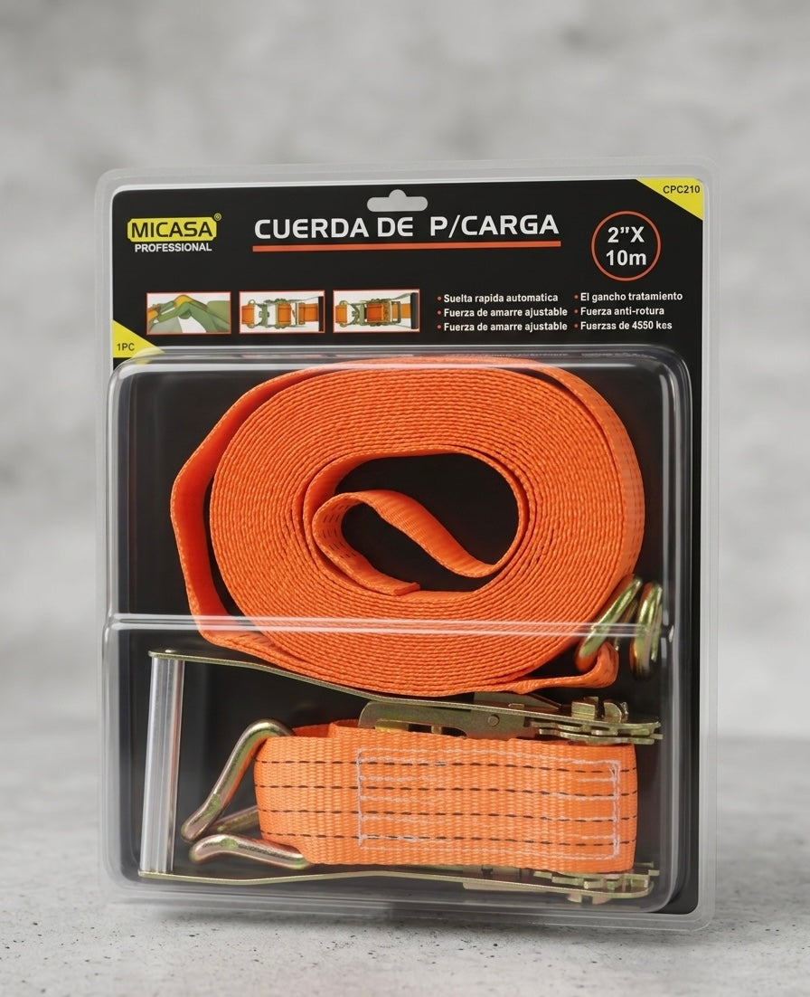 Ratchet Tie Down Strap with Double J-Hooks - 4Ton Load - 2"x10m