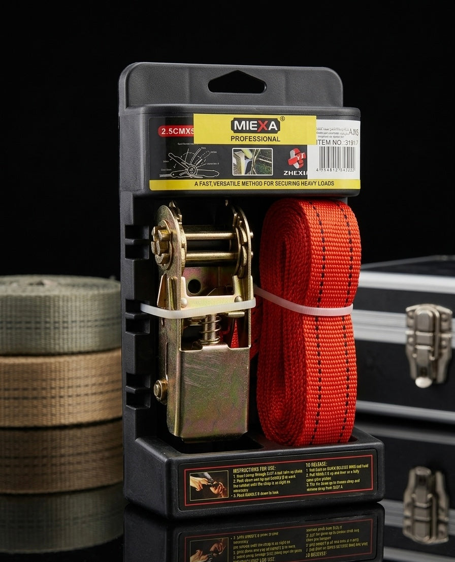 Lashing Straps with Ratchet - 2.5 cm x 5 m - 1Ton