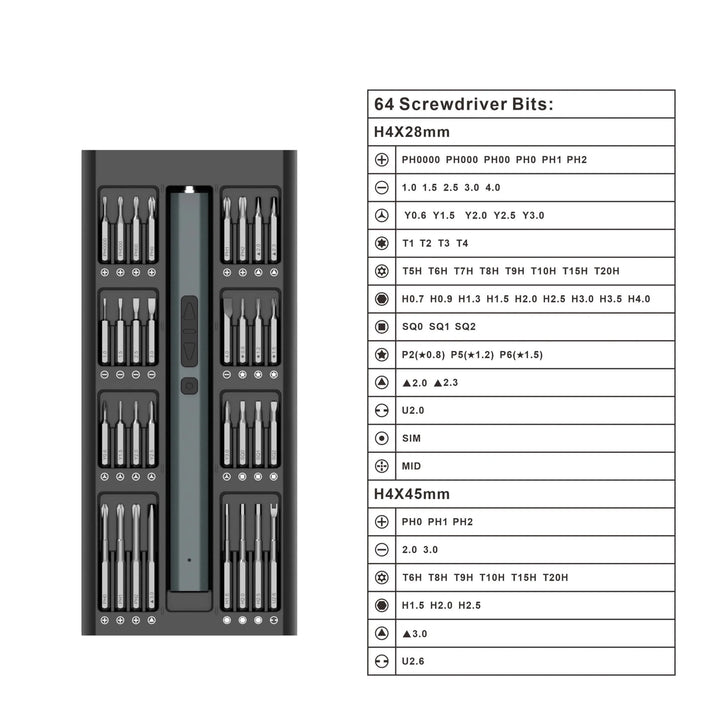 Electric Precision Magnetic Screwdriver 66Pcs Set - مفك براغي كهربائي دقيق