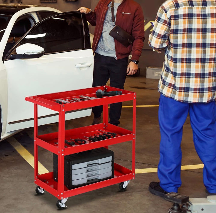 Metal Tool Cart 300KG (840x410x660mm) (Orange) - عرباية كاراج 3 صواني