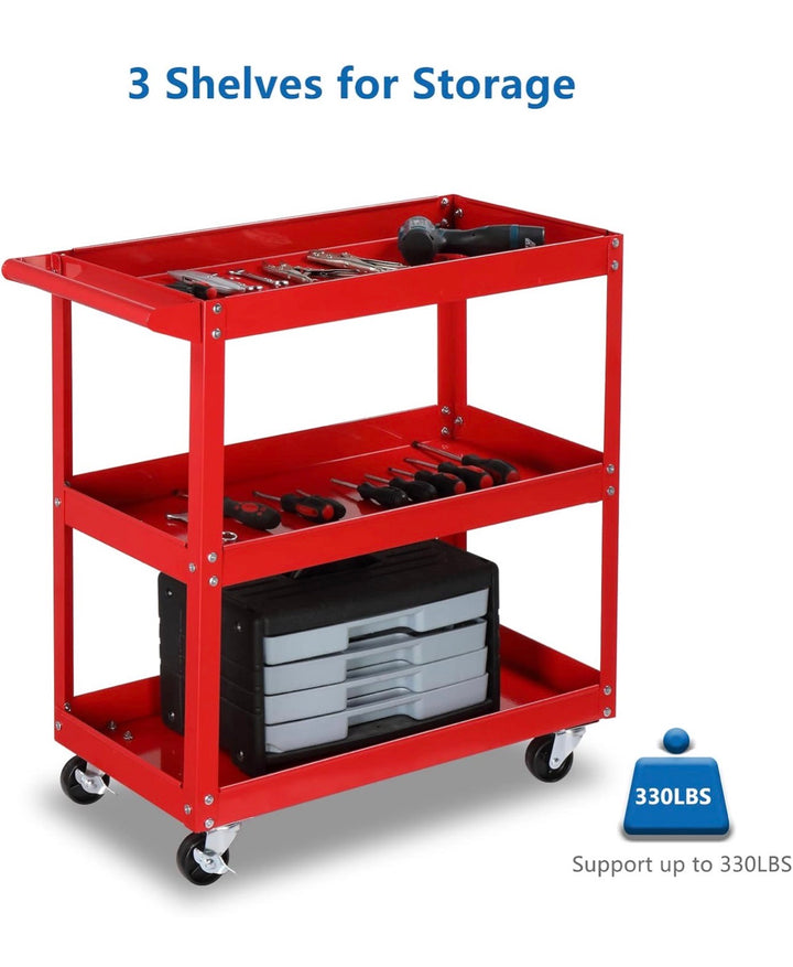 Metal Tool Cart 300KG (840x410x660mm) (Orange) - عرباية كاراج 3 صواني