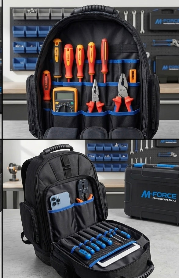 Electrician Backpack with Hard Base 50x36x23cm - جنطة عدة ضهر بقاعدة قاسية