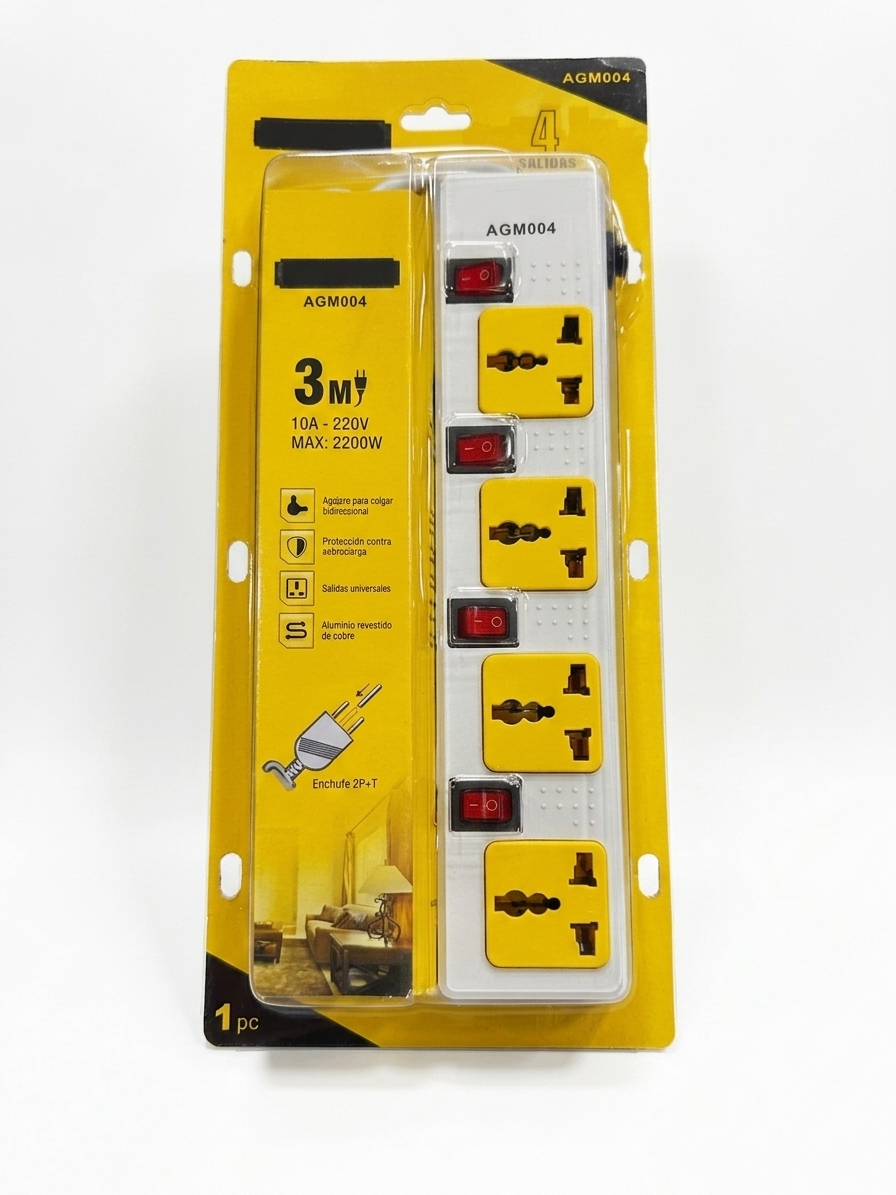 3Meters Power Socket with 4Ports 2200W - وةاع ةصلسيع 4 رالا رم رىلمع