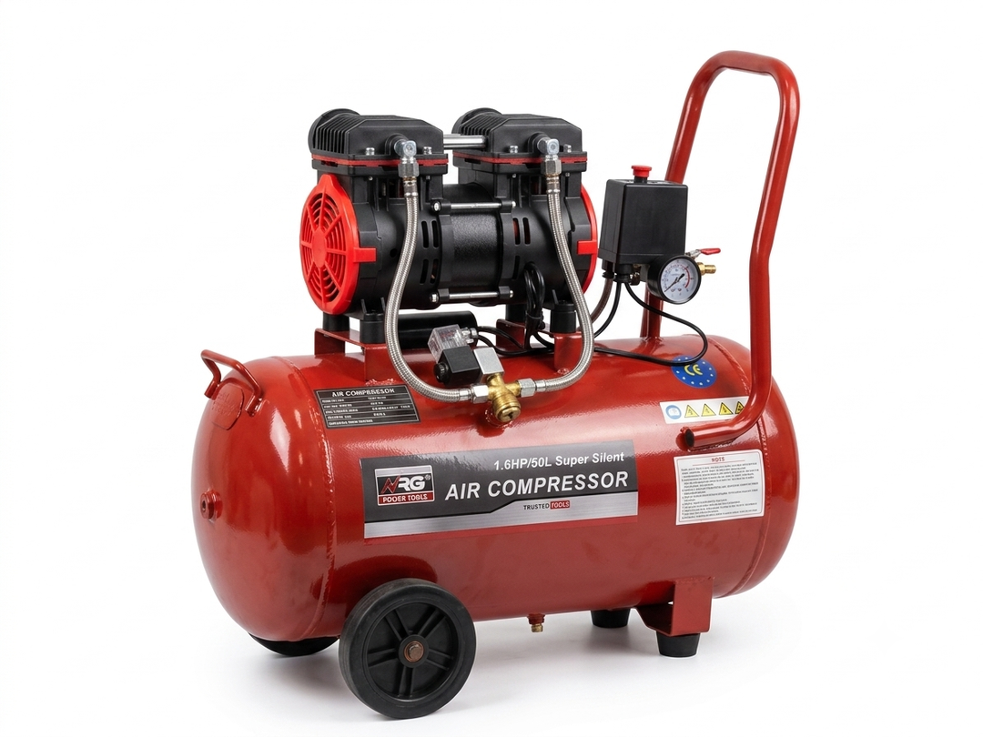 50L Oil-Free Air Compressor Super Silent 1.6HP - كمبريسور هوا سوبر سايلنت 50 ليتر بدون زيت - 1.6 حصان