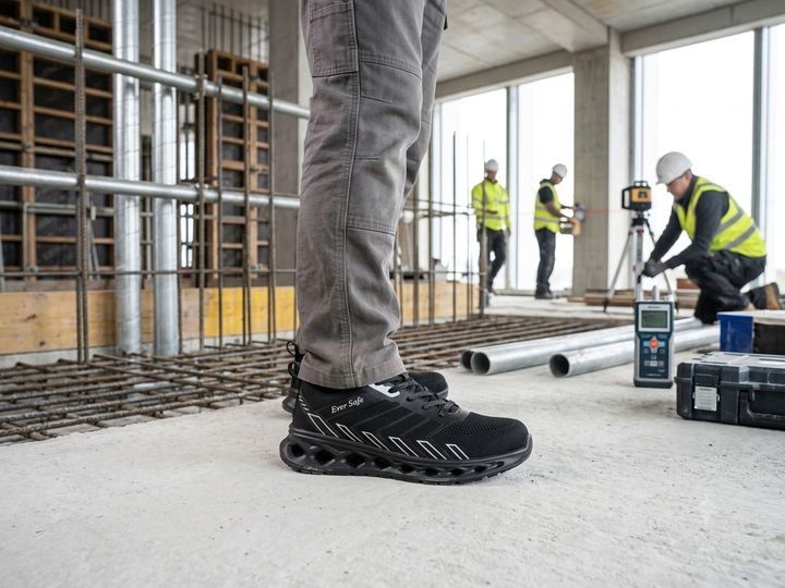 Flexible Safety Shoes Kevlar Plate - حذاء عمال مع حماية اسود