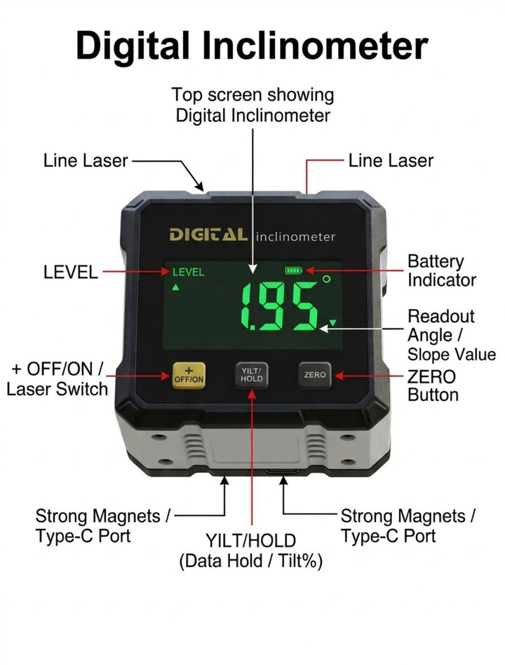 Digital Angle Inclinometer Magnetic Dual Laser - زيبا ديجيتال لقياس الزوايا
