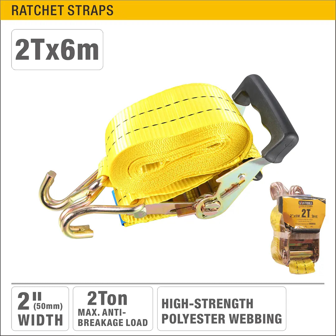 Lashing Ratchet Straps - 5cm x 6m - 2Ton - قشاط تحزيم طقطاق