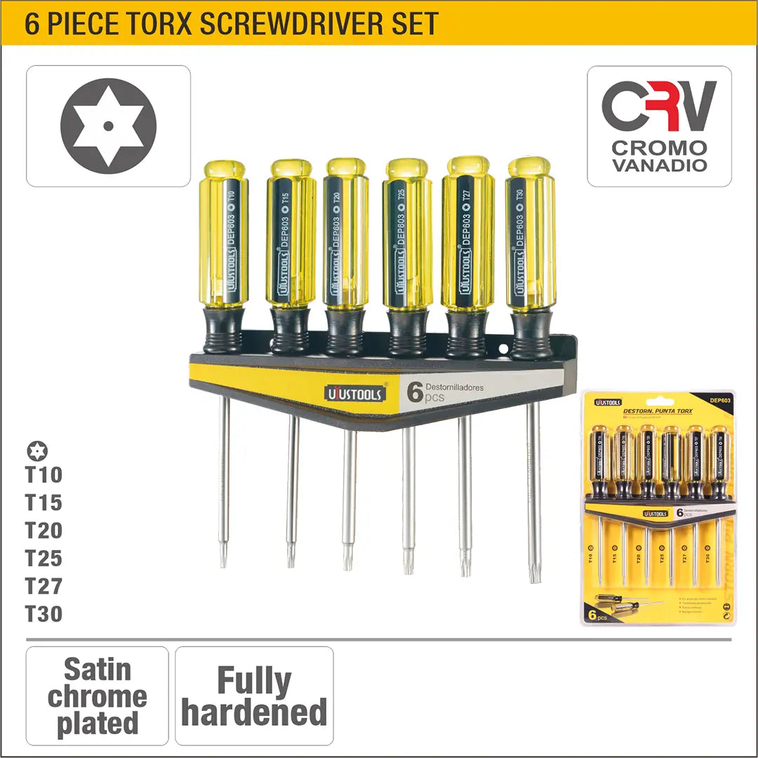6pcs Torx Screwdriver Set T10-T30 - طقم مفك منجم