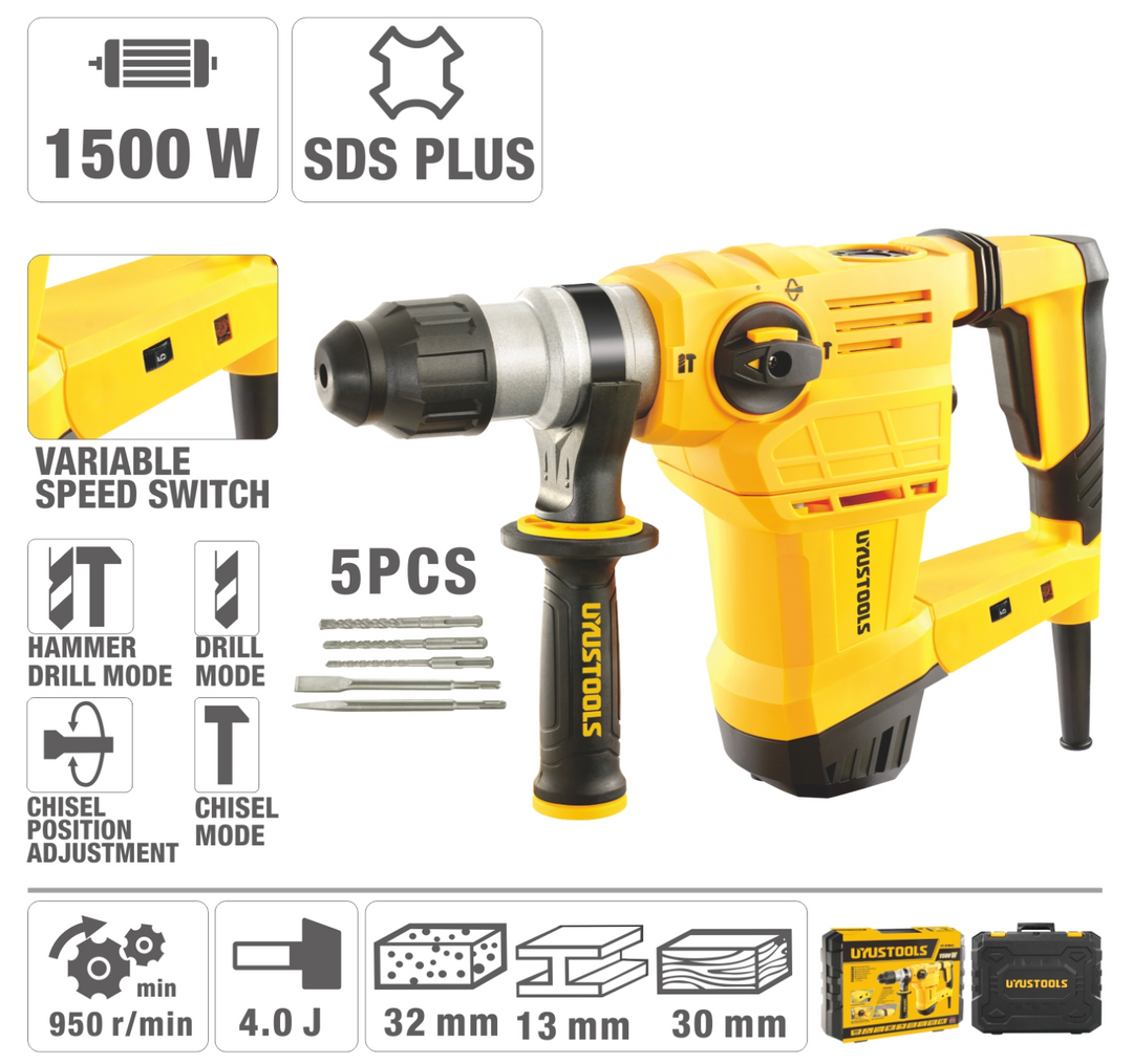 1500W Rotary Hammer SDS Plus - كومبرسور برم وتكسي