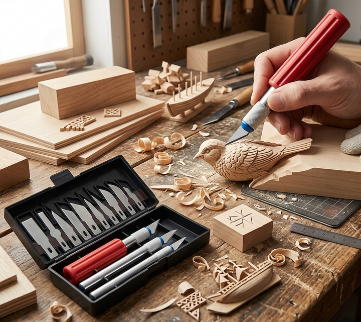 13Pcs Wood Hobby Knife Set - طقم شفرات مع رؤوس