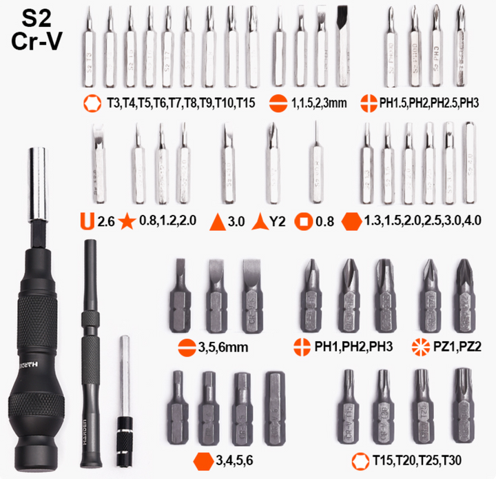 50Pcs Cr-V Screwdriver Bits Set - طقم مفك ساعاتي 50قطعة