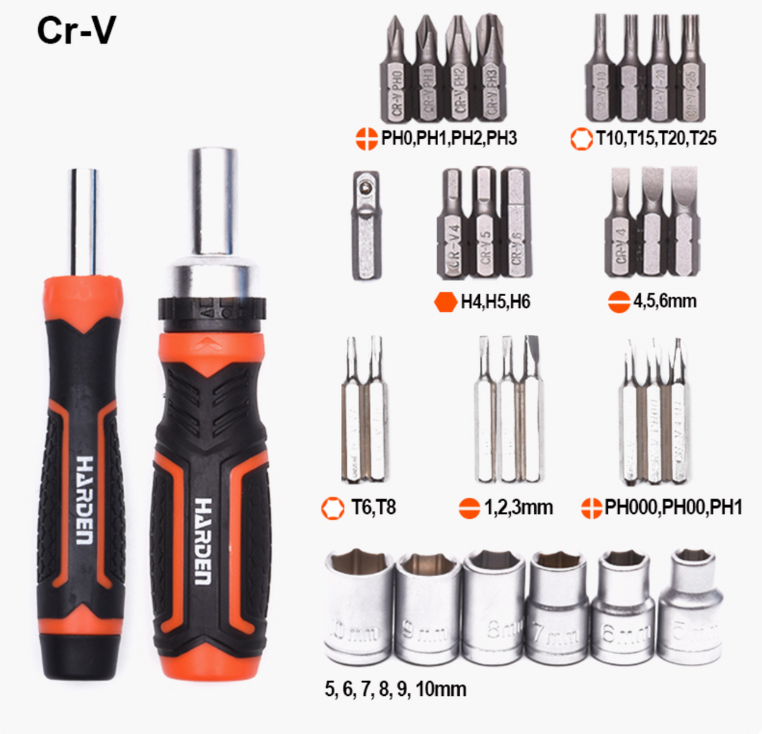 31Pcs Ratchet Screwdriver & Bits Set - طقم مفك طقطاق مع رؤوس