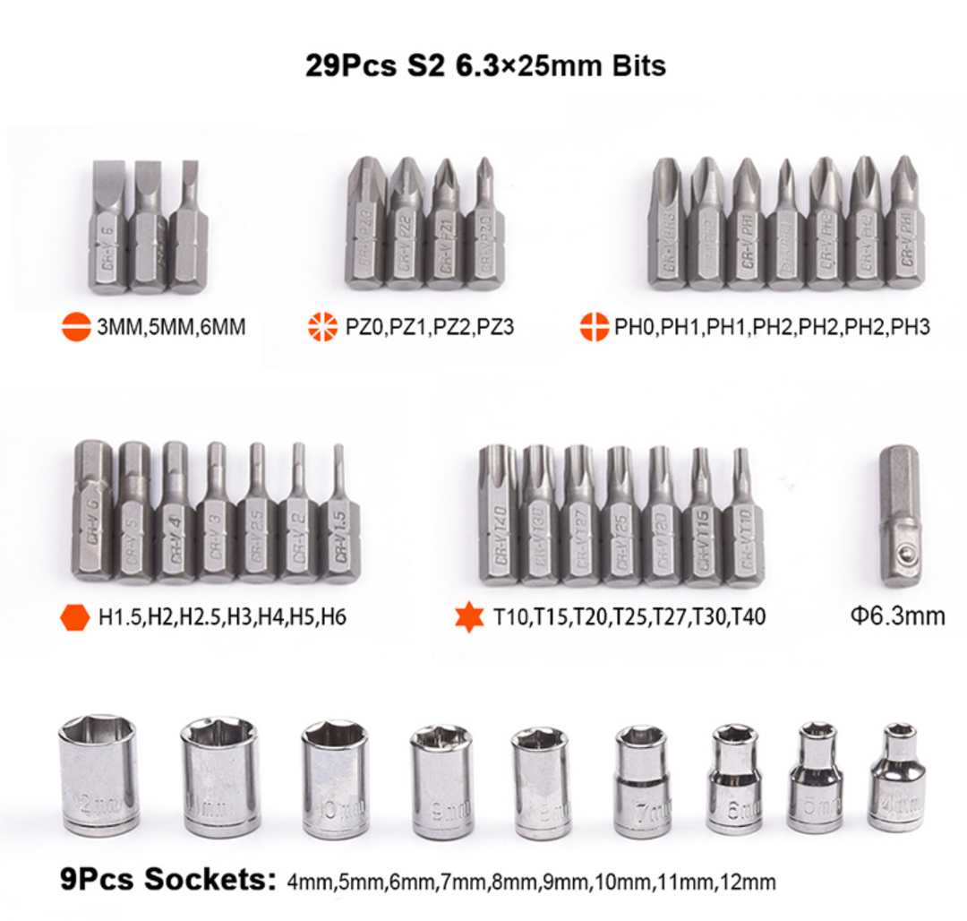 39Pcs Ratchet Screwdriver & Bits Set - طقم مفك طقطاق مع رؤوس