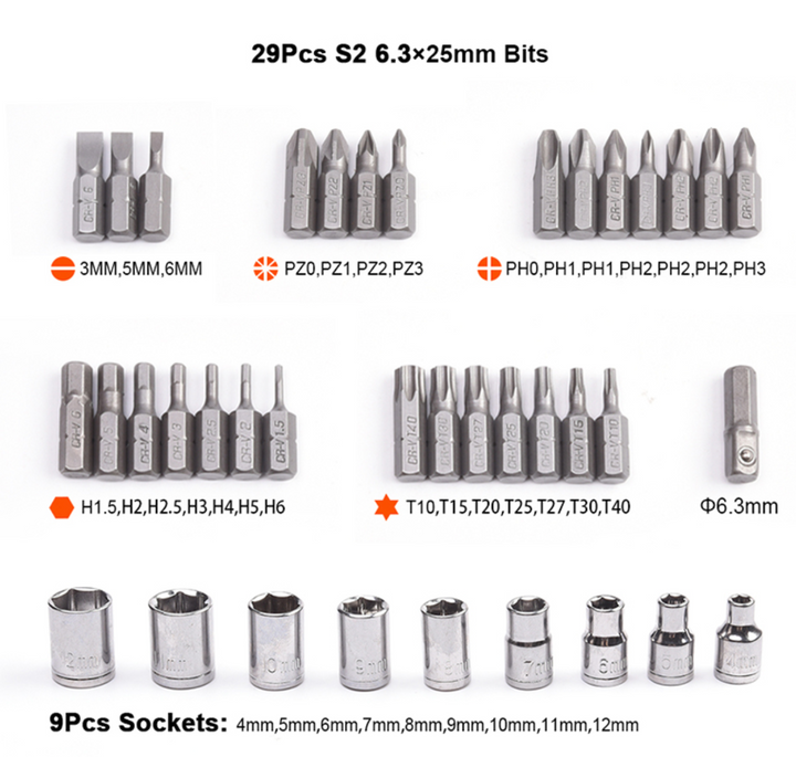 39Pcs Ratchet Screwdriver & Bits Set - طقم مفك طقطاق مع رؤوس