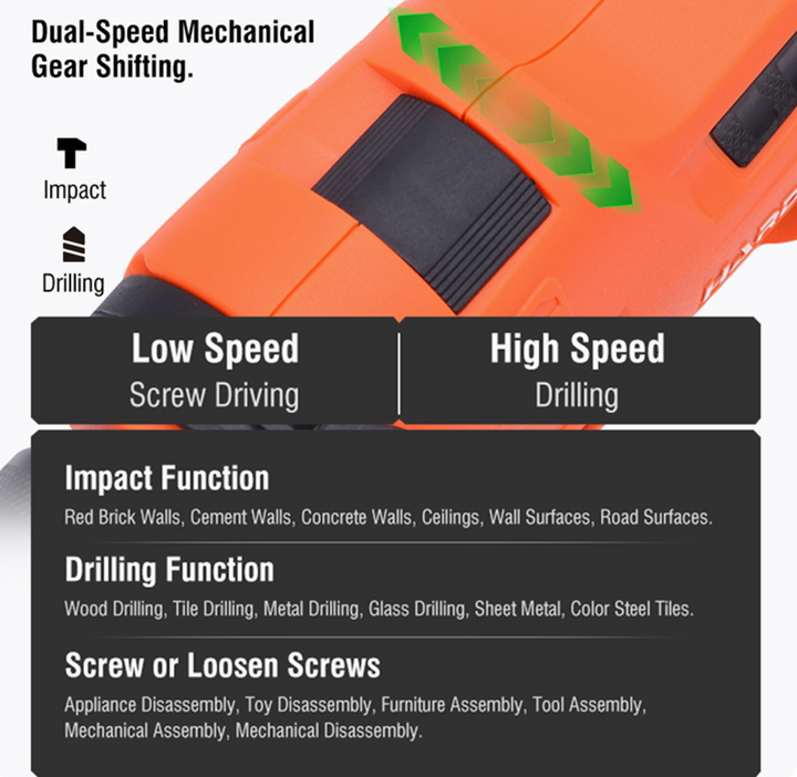 810W Heavy Duty Impact Drill - مقدح رجراج راس حديد سرعات شمال يمين