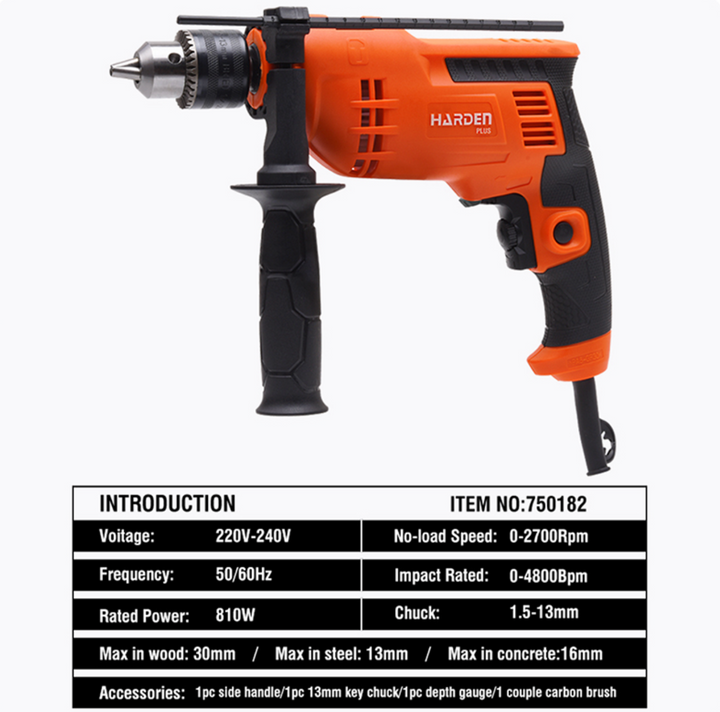810W Heavy Duty Impact Drill - مقدح رجراج راس حديد سرعات شمال يمين