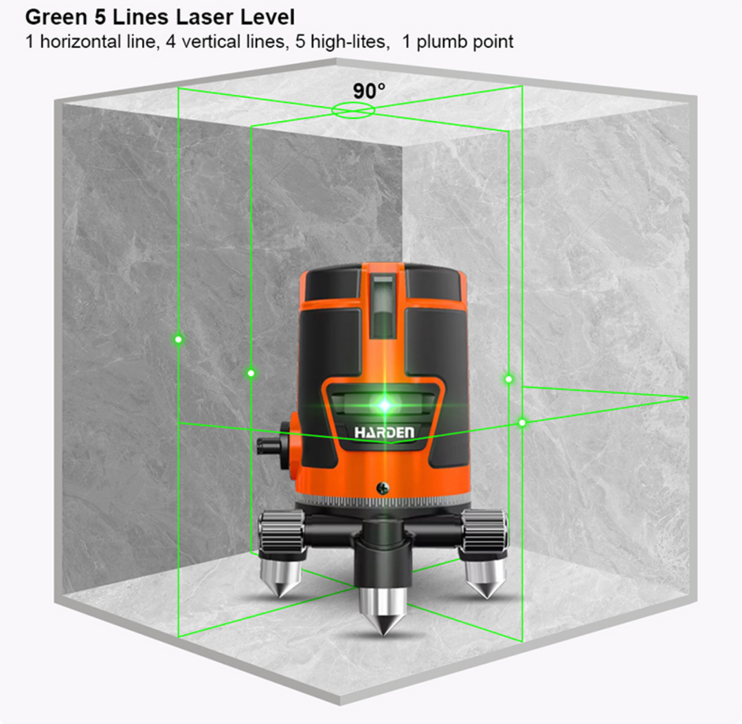 5 Lines Battery Self-Leveling Line Laser with 30m Outdoor Point - ليزر شقلة كل الاتجاهات (5 خطوط)