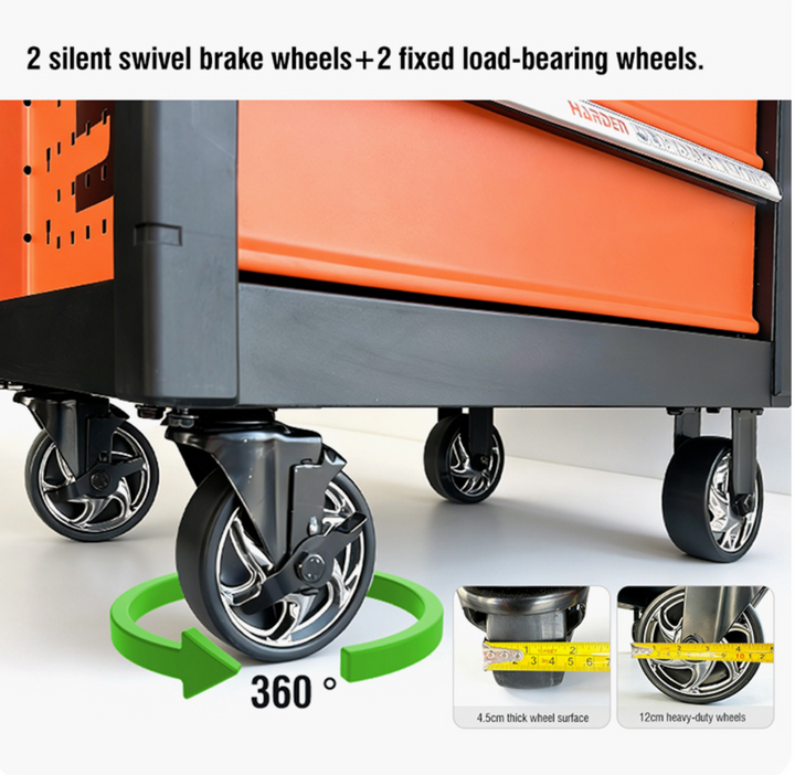 Heavy Duty 7 Drawers Roller Cabinet with Brake & 19 Sets of Tools - خزانة 7 جوارير مع عدة 19-طقم