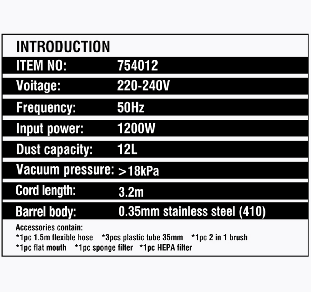 1200W Wet and Dry 12L Industrial Vacuum Cleaner - مكنسة فاكييوم