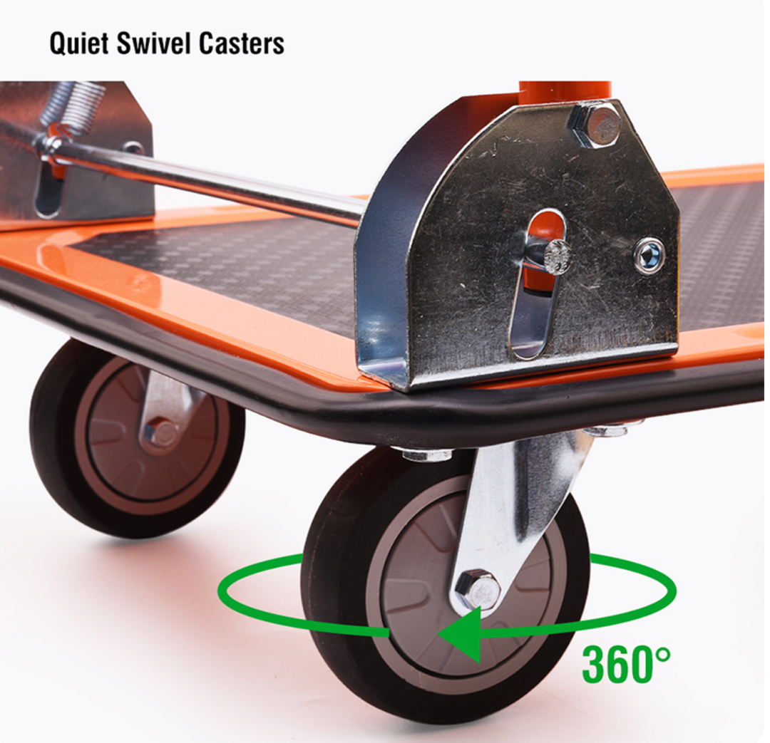 Foldable Flat Trolley Cart 150KG (72.5 × 47.5 x 82.5cm) - عربة كراجة عدة