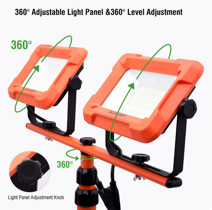 100W 2 Heads Tripod Stand Work Light 10,000LM - بروجكتور دوبل+عمود