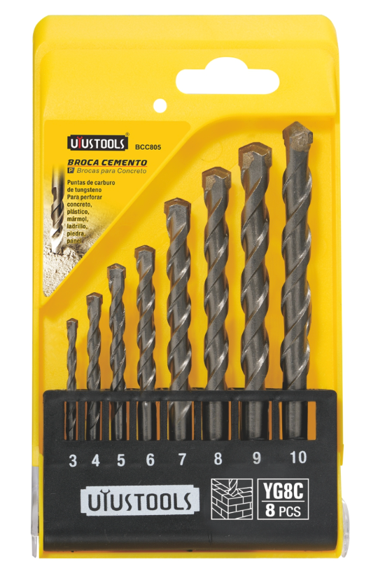 8Pcs Masonry/Concrete/Ceramic Drill Bits - سيت ريش درل ٨ قطع للباطون والحجر والسيراميك.