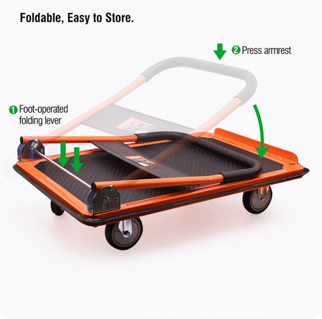 Foldable Platform Flat Trolley Cart 300KG (H:90 x L:87 x W:61cm) - عربة كراجة عدة