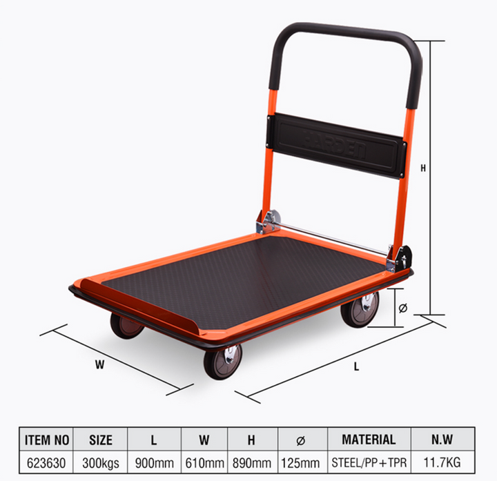 Foldable Platform Flat Trolley Cart 300KG (H:90 x L:87 x W:61cm) - عربة كراجة عدة