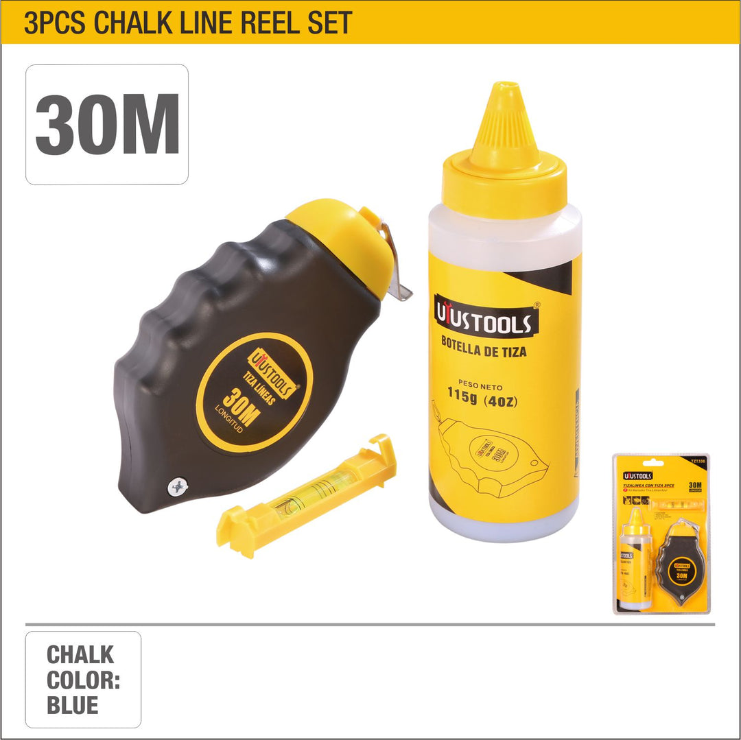 3pcs Chalk Line Reel Set - طقم بكرة خيط تعليم (Chalk Line) للبناء والنجارة