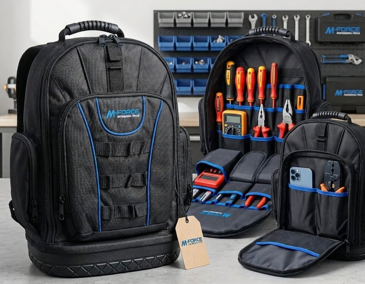 Electrician Backpack with Hard Base 50x36x23cm - جنطة عدة ضهر بقاعدة قاسية
