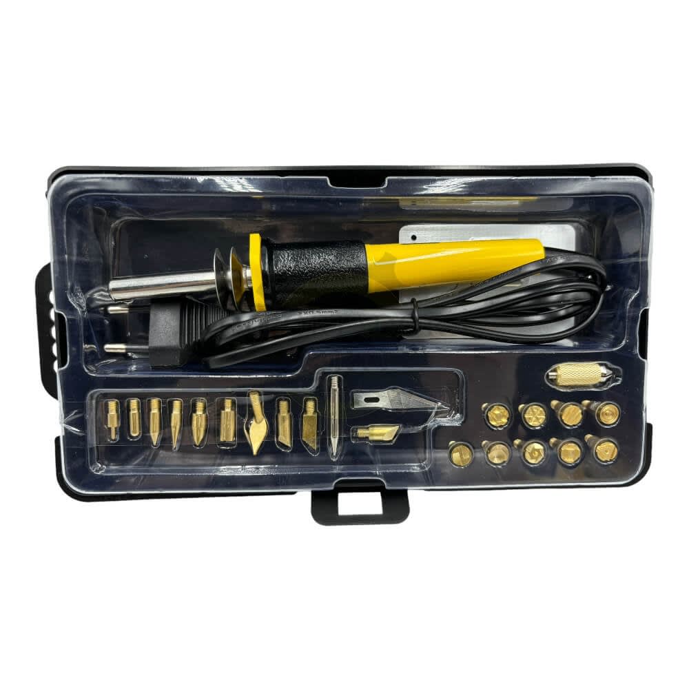 30W Wood & Leather Crafting Pyrography 22pc Tool Set -