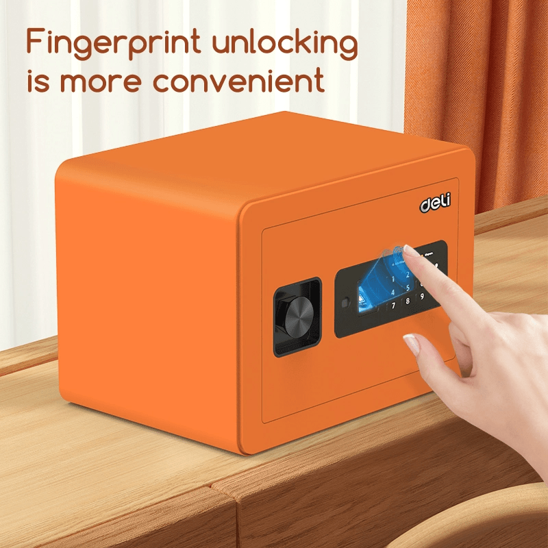 Fingerprint + Password Digital Safe (25x35x25cm) (Orange) - خزنة رقمية وبصمة